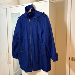 Michael Kors Royal Blue Hooded raincoat Jacket W 2X windbreaker